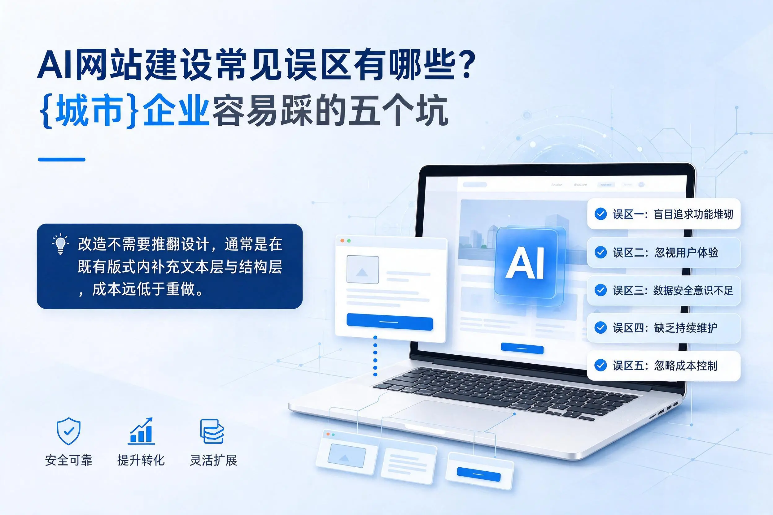 AI网站建设常见误区有哪些？三亚企业容易踩的五个坑