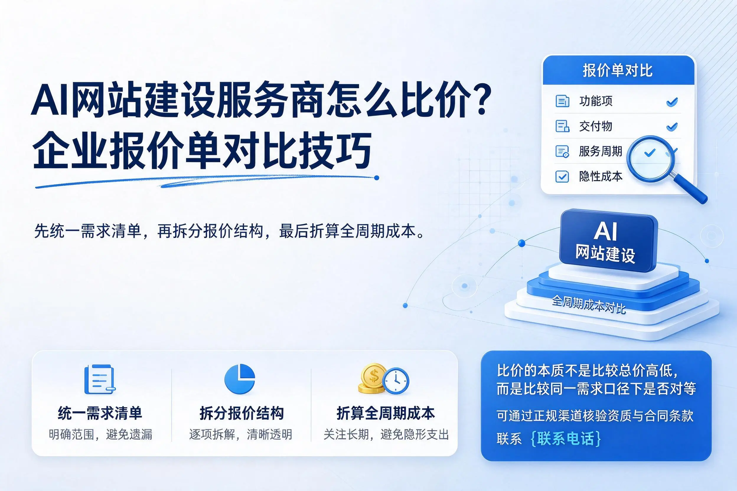 AI网站建设服务商怎么比价?三亚企业报价单对比技巧